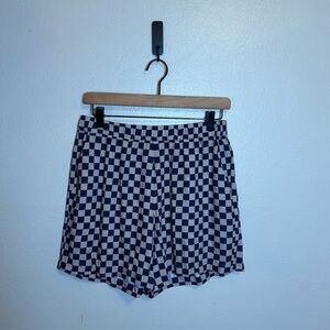 Kule The Reine Shorts Taupe Indigo Check Print